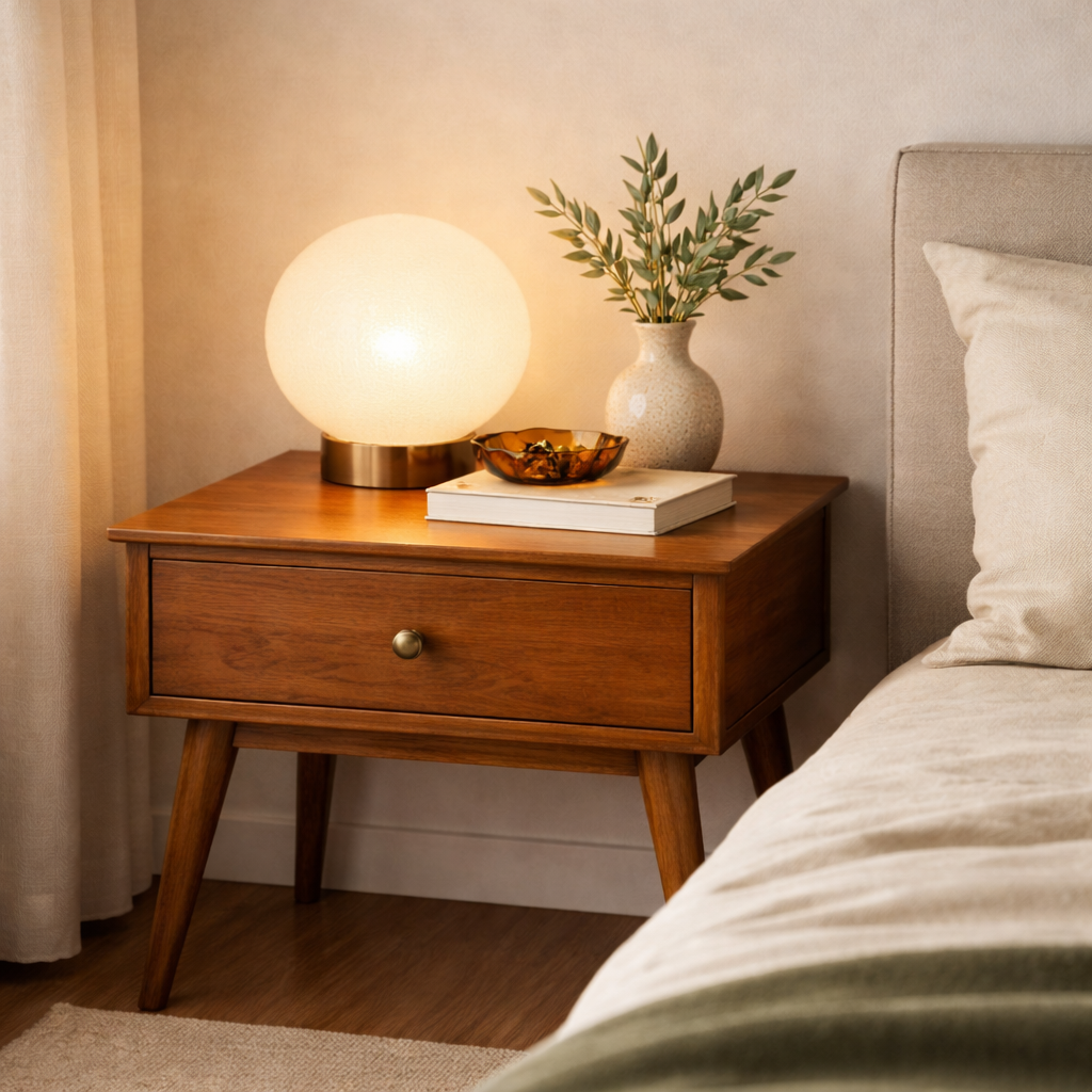 Inspirations for elegant bedside tables for a retro-style bedroom